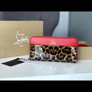 Louboutin leopard-print leather wallet